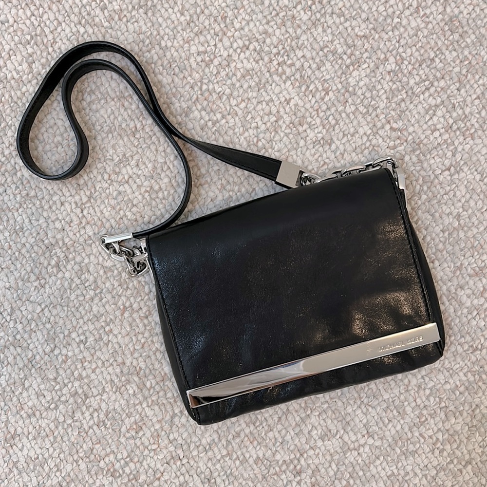 Michael Kors Black Shoulder Bag Silver Chain Purse